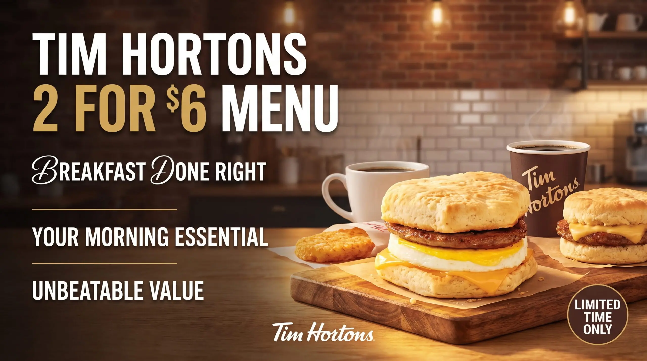 Tim Hortons 2 for $6 Menu Best Deals, Prices, Calories & Nutrition