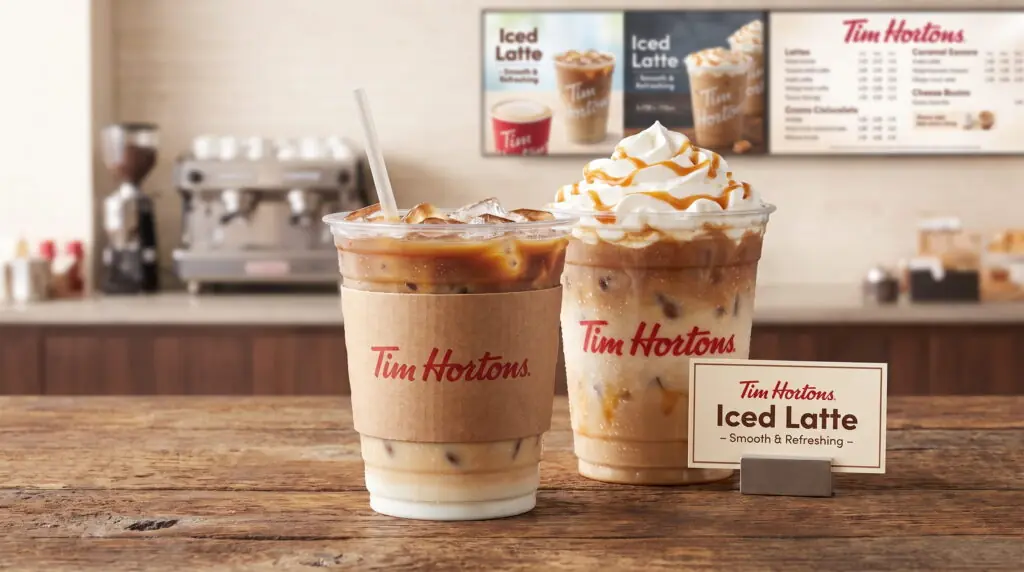 Tim Hortons iced lattes menu with prices